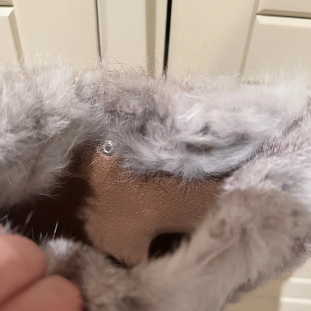 Real rabbit fur ethically handmade authentic genuine grey bunny fur bag